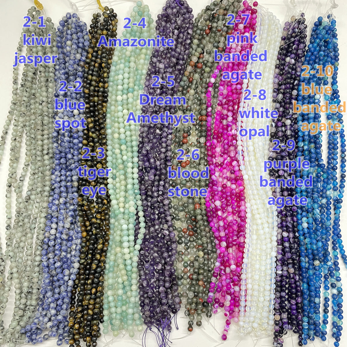 【6mm beads strands】 for jewelry making natural quartz gemstones（41 kinds，$3 each）